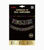 Linda Guirnalda Feliz Cumpleaños color negro, para que no pierdas tiempo, está armada con la cinta, lista para colgar y usar. Marca: Exlin