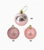 Este set único contiene una mezcla perfecta de 4 esferas escarchadas, 4esferas brillantes, 4 esferas sin diseño, para crear una decoración navideña