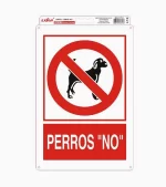 Señaléticas Adhesivas de "Perros No" 20x30 cm con adhesivo de alta resistencia para pegar en múltiples superficies. Marca: Exlin